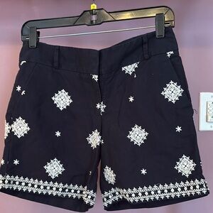 LOFT Navy Shorts with White Embroidery